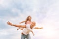 Fathrer and cute daughter playing like airplane Royalty Free Stock Photo