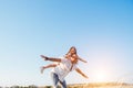 Fathrer and cute daughter playing like airplane Royalty Free Stock Photo