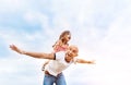 Fathrer and cute daughter playing like airplane Royalty Free Stock Photo