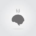 Fatigue brain flat icon on grey background. Chronic burnout syndrome. Exhausted brain. Vector Royalty Free Stock Photo
