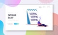 Fatigue, Procrastination, Overwork Burnout Symptom Landing Page Template. Lazy or Tired Overload Character