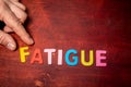 FATIGUE. Word from colored letters of the alphabet