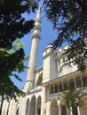 The Fatih mosque in Istanbul, Turkey. Fatih mosque in district of Istanbul. Ottoman minaret and dome.