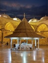 Fatih mosque`s yard at night in Istanbul-Turkey