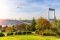 Fatih Sultan Bridge over the Bosphorus in Istanbul, view from the Otagtepe park Royalty Free Stock Photo
