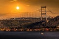 Fatih Sultan Mehmet bridge across a Bosphorus. Istanbul, Turkey Royalty Free Stock Photo