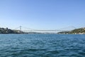 The Fatih Sultan Mehmet Bridge spans the Bosphorous strait of Istanbul, Turkey Royalty Free Stock Photo