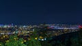 Fatih Sultan Mehmet Bridge view, connects Asia and Europe night timelapse from top of Camlyca hill. Istanbul, Turkey Royalty Free Stock Photo