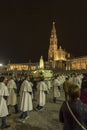 Fatima, Portugal, 11 June 2018: Evening celebrations at the square in front of the Basilica of Our Lady of the Rosary of Fatima Royalty Free Stock Photo