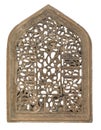 Fatimid era arched stucco window decorated with floral patterns, isolated with clipping path