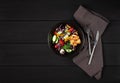 Fattouche salad, traditional Lebanese dish, fresh vegetables, top view, horizontal, no people, Royalty Free Stock Photo