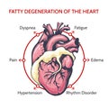 Fatty Degeneration of the Heart. Symptoms of decease illustration Royalty Free Stock Photo