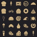 Fatty food icons set, simple style Royalty Free Stock Photo