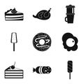 Fatty food icons set, simple style Royalty Free Stock Photo