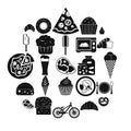 Fatty food icons set, simple style Royalty Free Stock Photo