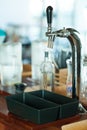 Shiny faucet for a classic draft beer in a restaurant Royalty Free Stock Photo