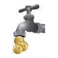 faucet with coins save water