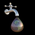 Faucet dripping with earth