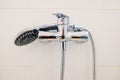 Faucet, hose and wet wall shower head after one use