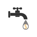 Faucet icon, money sign - dollar. water tap sign. Vector illustration. Flat design Royalty Free Stock Photo