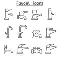 Faucet icon set in thin line style Royalty Free Stock Photo