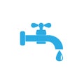 Faucet icon, water tap sign. Blue silhouette. Vector illustration. Flat design Royalty Free Stock Photo