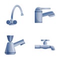 Faucet icons set cartoon vector. Various water faucet and mixer tap