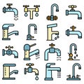 Faucet icons vector flat