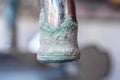 Faucet with lime deposit calcified