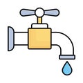 Faucet Outline with Fill Color Vector icon which can easily modify or edit