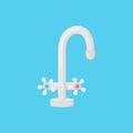 Faucet plumbing equipment for water supply. Metal tap isolated in blue background. Vector illustration Royalty Free Stock Photo
