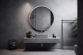bathroom gray design faucet interior home sink luxury mirror room concrete. Generative AI.