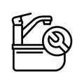 faucet repair line icon vector illustration