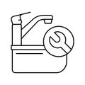 faucet repair line icon vector illustration