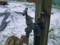 Faucet tap in garden in winter Royalty Free Stock Photo