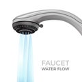 Faucet water flow promo banner with shower nozzle