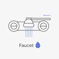 Faucet water tap thin line icon