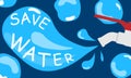 Faucets saving water concept banner flat