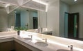 Faucets with washbasin and big mirror