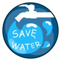 Faucets water set,saving water flat Faucets simple line flat Faucets saving water concept logo circle flat