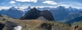 Faulhorn with view into alps eiger monch and jungfrau panorama Royalty Free Stock Photo