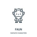 faun icon vector from fantastic characters collection. Thin line faun outline icon vector illustration