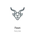 Faun outline vector icon. Thin line black faun icon, flat vector simple element illustration from editable fairy tale concept Royalty Free Stock Photo