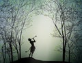 Faun playing in the spring forest, Royalty Free Stock Photo