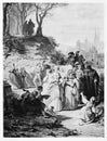 Faust Illustration: Villagers after Church mass Royalty Free Stock Photo