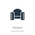 Fauteuil icon vector. Trendy flat fauteuil icon from furniture and household collection isolated on white background. Vector