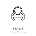 Fauteuil outline vector icon. Thin line black fauteuil icon, flat vector simple element illustration from editable furniture and