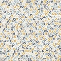 Faux ABC doodles, abstract spots seamless vector pattern