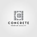 Faux concrete letter c exposed wall panel logo vector illustration