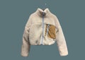 Faux suede and faux shearling jacket with contrasting details Royalty Free Stock Photo